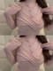 Stylish Pure Pink V-Neck Knit Sweater for Women, Slim Fit, Perfect for Layering in Autumn and Winter, Stunning Top