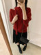 Korean-Style Off-Shoulder Halter Red Sweater for Women, Autumn and Winter, High-End, Atmospheric, Loose, Lazy Knitwear, New Year Top