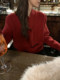 Korean-Style Atmospheric Warm Scarf, New Year Red Sweater for Women, Winter Thickened Lazy High-End Inner Knit Top