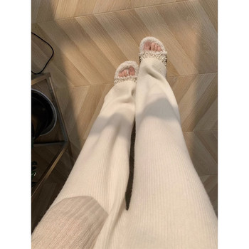 Autumn Soft and Drapey Knit Wide-Leg Pants for Women, Loose Casual Slimming Wool Straight-Leg Trousers for Petite Figures in Autumn and Winter