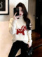 Korean white turtleneck pony jacquard sweater for women in winter, lazy high-end sweater, huge good-looking top