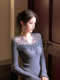 Gentle Style Lace Patchwork Knitwear for Women, Stunningly Beautiful Autumn and Winter Base Layer Sweater, Elegant Top