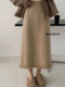 Autumn and winter tassel slit knitted skirt women's mid-length a-line straight hip-hugging skirt one-step skirt slimming long skirt