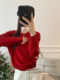 Korean-Style Red Cable-Knit Sweater for Women, Autumn and Winter Soft and Cozy Inner Layer, Super Stylish Top