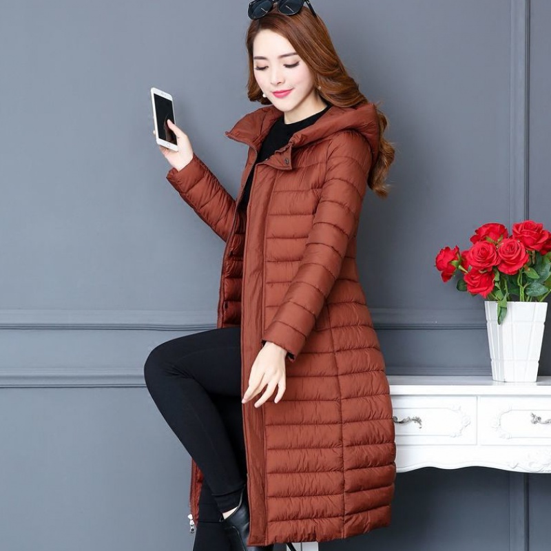 CaramelFrivolity Down jacket female Medium and long term 2021 winter new pattern Korean version Self cultivation Over the knee Cotton Big size Mother dress loose coat