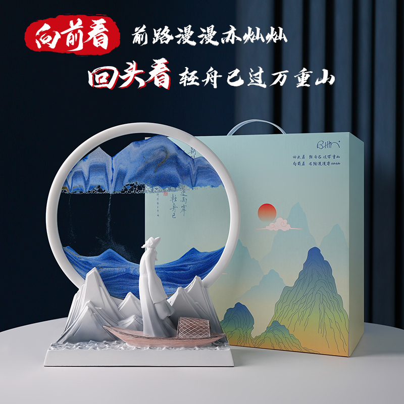 Cultural and Creative Gifts, Li Bai Quicksand Painting Ornaments, Living Room Desk Decoration, Creative High-End Veteran Souvenir Gifts