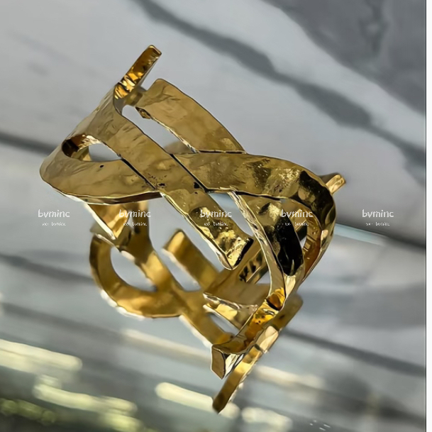 Bvminc Yangshulin Irregular Letter Pattern Gold Open Bracelet in Stock