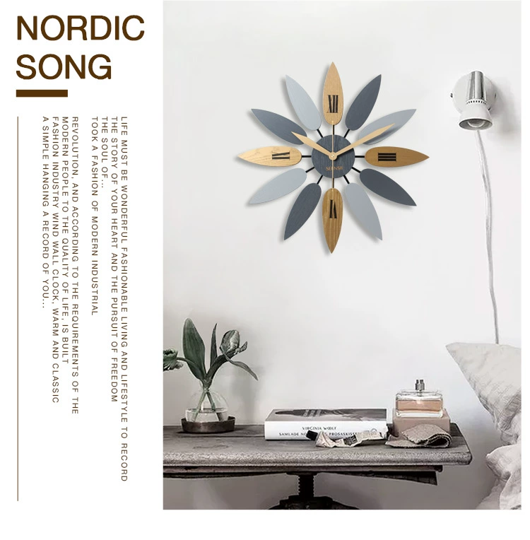 Bắc Âu hiện đại tường phòng khách nhỏ gọn đồng hồ sáng tạo thời trang cá tính khí quyển đồng hồ gỗ treo thuật bảng nhà