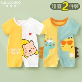 Летний детский комбинезон для выхода на улицу, хлопковая летняя одежда для новорожденных, 2 шт, год кролика