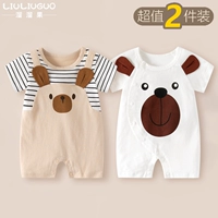 Белые подтяжки, короткий рукав, с медвежатами