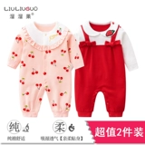 Детский комбинезон, осенний хлопковый комплект для принцессы для младенца, 2 шт, в западном стиле