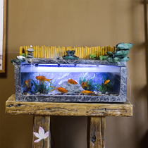 Creative aquarium without changing water running water goldfish tank back filter home living room small glass office desktop decoration
