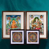 藏村 Тханка, расписанная вручную с семью джоньями, подвесное колесо манза, висящая картина, требуется индивидуальная логистика пробела.