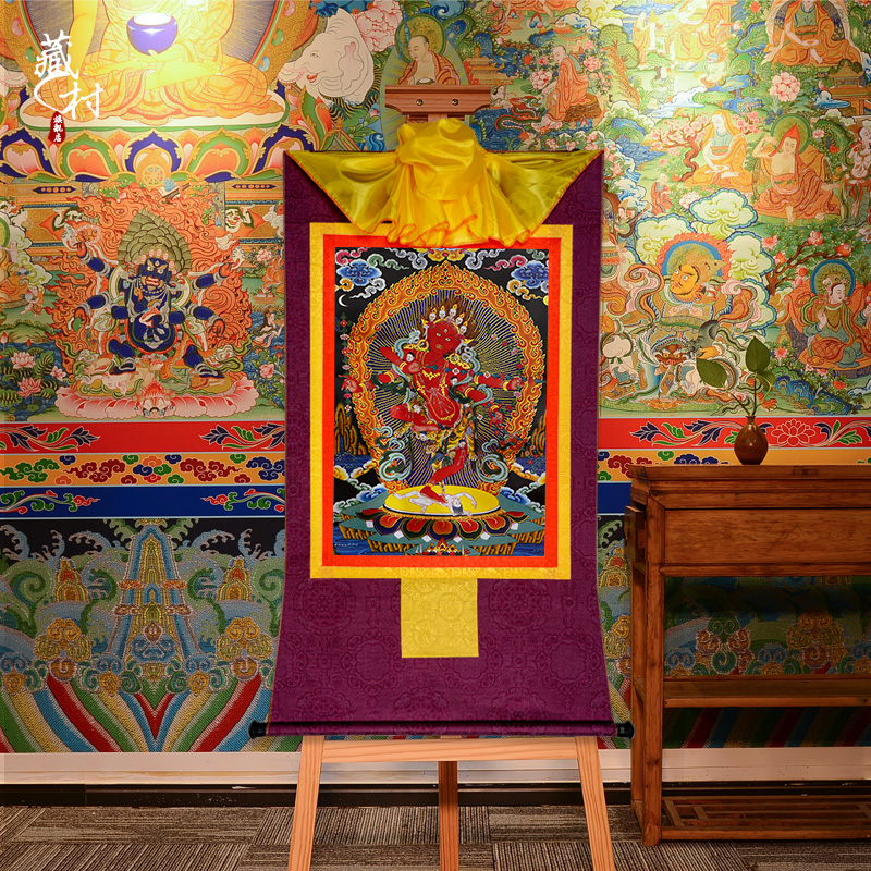 Tibetan Village Hanging Painting of the Ming Buddha Mother Thangka Buddha New Chinese Living Room Decoration Painting Zen Portrait Tibetan Buddha Mural