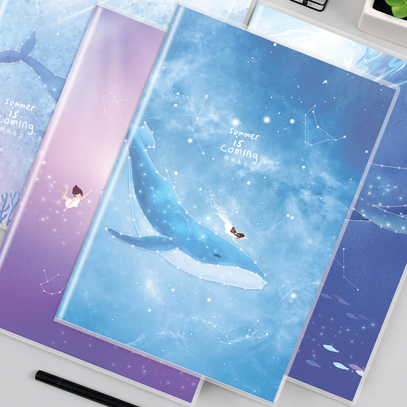 Large Role Gum Cover Whale's Ocean B5 Notebook Personality Creative Color Edge Spray Side Notes Ben Blue Ensemble Notebook Thick Benson Flat Stand A5 Rubber Benson Good-looking Notebook