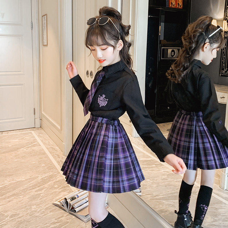 JK uniform skirt original genuine full set of girls dress spring and autumn clothes elementary school college style skirt sweetheart storm
