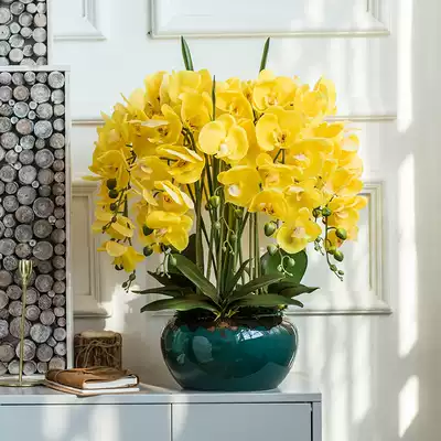 Light luxury high-quality feel phalaenopsis simulation flower living room large fake flower decoration hotel front desk decoration flower decoration