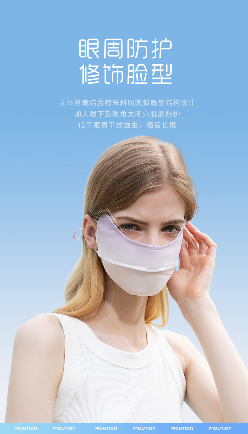 【中國直郵】 茉莉尋 腮紅防曬護眼角面罩3d立體口罩夏女防塵防紫外線 甜鹽蜜桃粉*1