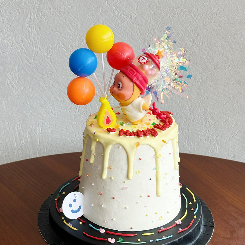 Cartoon Bubble-Blowing Starry Sky People Cake Decoration Ornaments Flame Candles Children's Birthday Party Baking Decoration Inserts