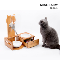 Cat bowls dog bowls double bowls rice pots ceramic double bowls automatic drinking water anti-knock protection cervical cat supplies