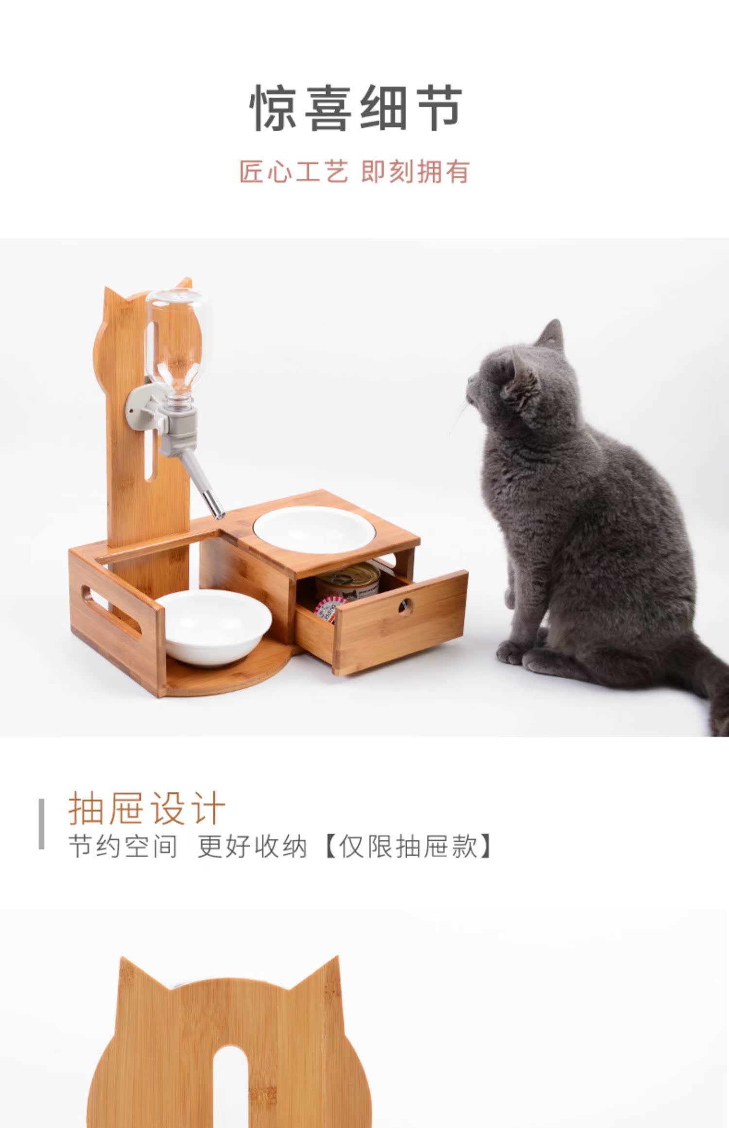 Mèo bát con chó bát đôi bát thức ăn cho mèo bát cơm bát gốm đôi bát nước uống tự động chống lật bảo vệ đốt sống cổ cung mèo - Cat / Dog hàng ngày Neccessities Khay đựng thức ăn cho chó