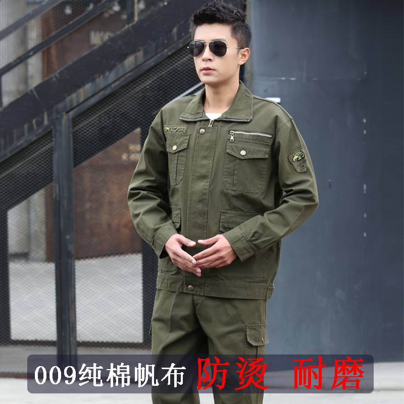 Welders anti-burn spring Raubao workwear suit men thickened wear resistant and dirty electric welded clothes pure cotton canvas long sleeves