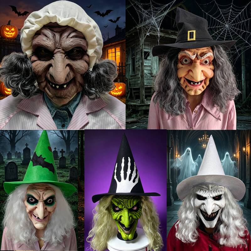 Halloween Witch Mask Cross-Border White-Faced Demon Headgear Horror Cosplay Exorcist Mask