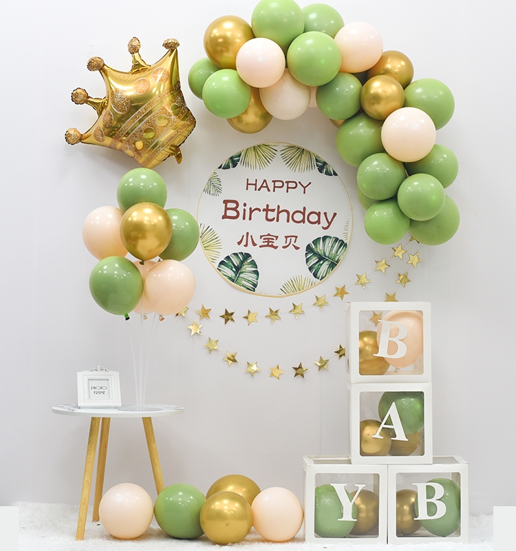 Boy Girl Birthday Arrangement Decoration Scene Baby Children 1 Week Old Dinner Net Red Balloon Background Wall Package 2