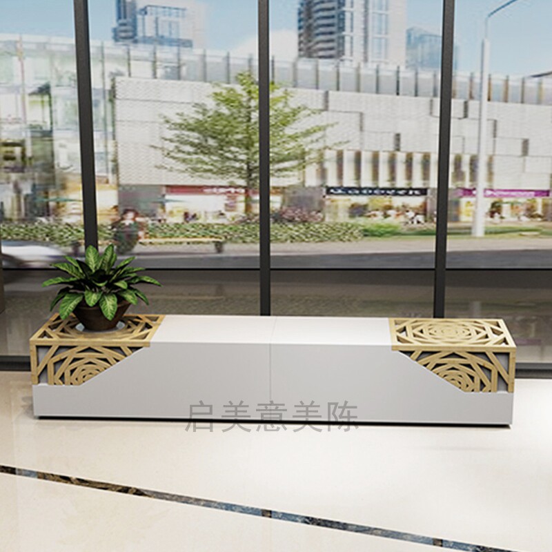 Mall Lounge Chair Hotel Benches Business Building Leisure Chair Upmarket Glass Fiber Solid Wood Bench Set Manufacturer Customised