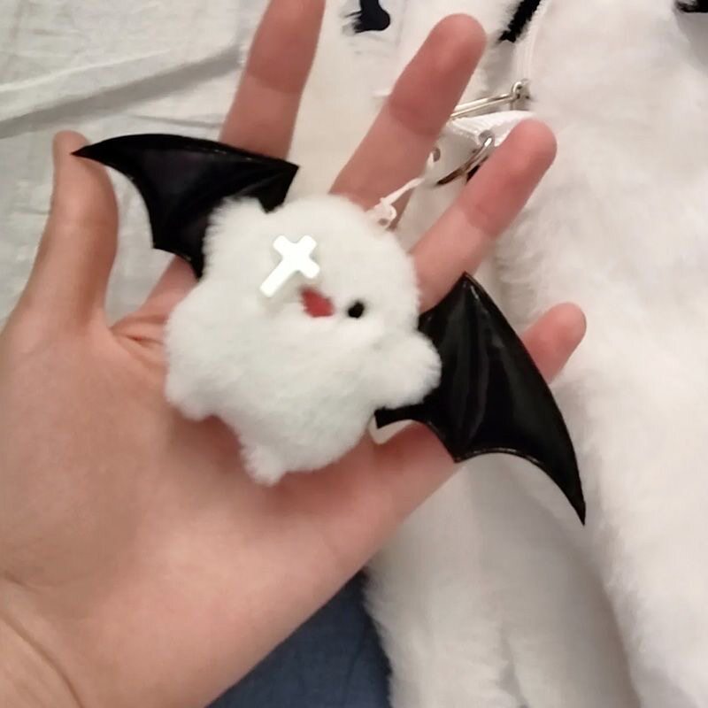 Funny ghost demon phone wing pendant, cute plush doll, couple backpack charm, Instagram keychain