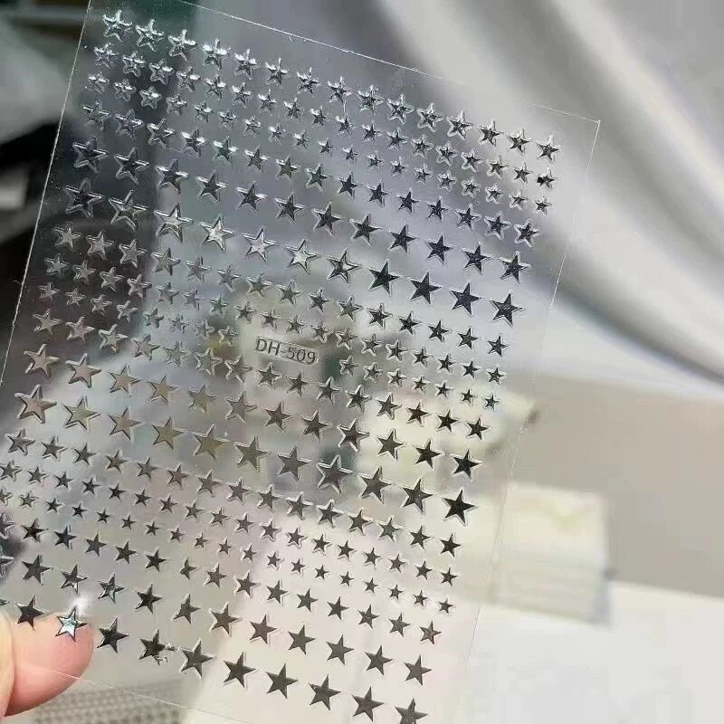 [Flat] Five-Pointed Star Mini Star Black and White Gold Foil Regular Pentagram 3D Adhesive Seamless Nail Art Stickers