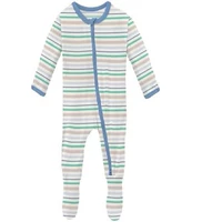 Kickee Pants Print Footie с застежкой на молнии с длинным рукавом PA