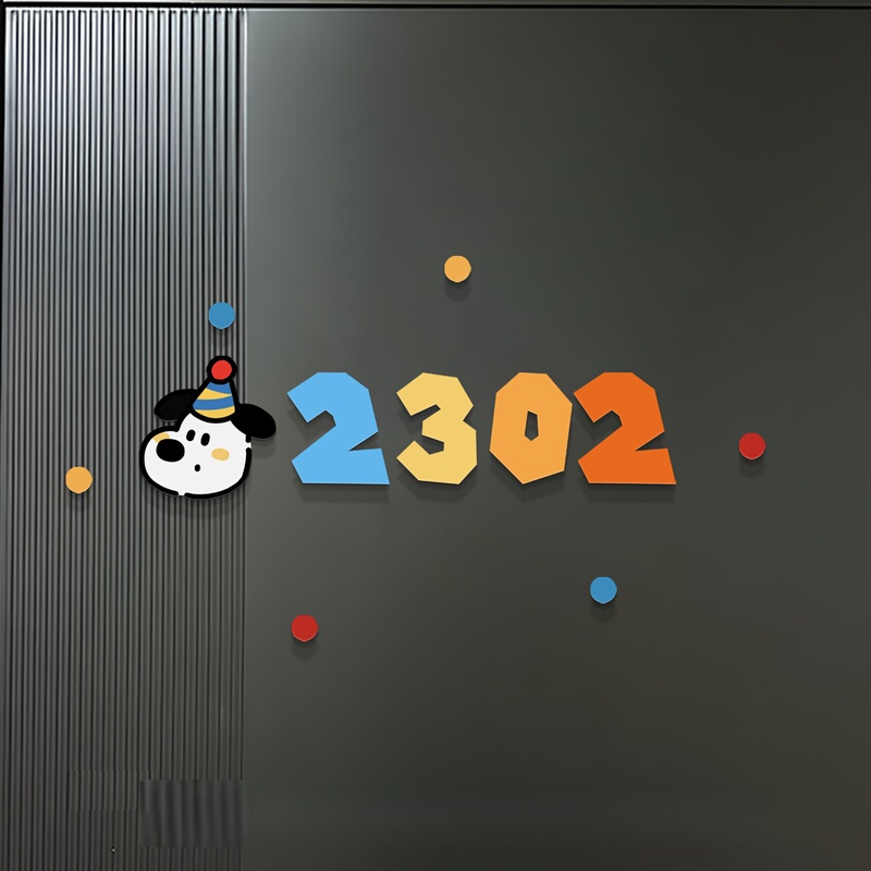 Polka Dot Puppy Digital Door Number Acrylic Self-Adhesive Door Number Dopamine Home Self-Adhesive Decorative Number Plate