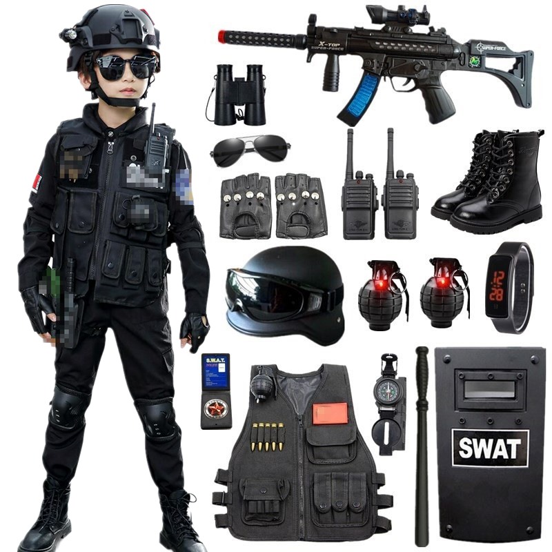 Children's special forces toy gun suit boy troop uniform simulation outdoor cs special police clothes short-sleeved small police equipment