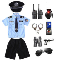 Child Petty Police Toy Suit Handcuffs Sheriffs Hat Boy Special Soldier Equipped Toy Gun Children Act Out