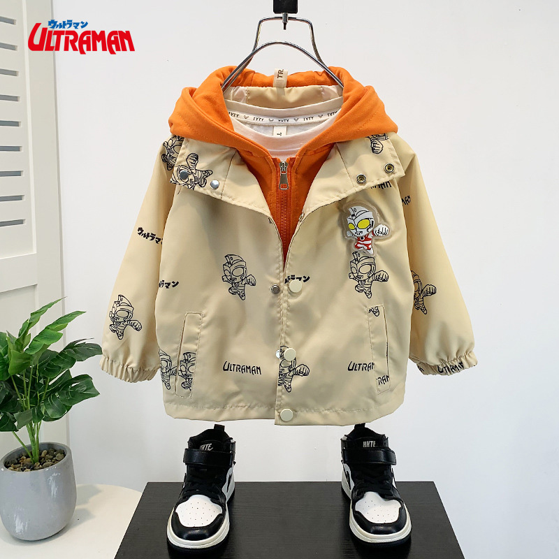 Autman clothes boy jacket autumn clothes luminous bright light Children's spring and autumn style fake two blouses baby boy clothing-Taobao