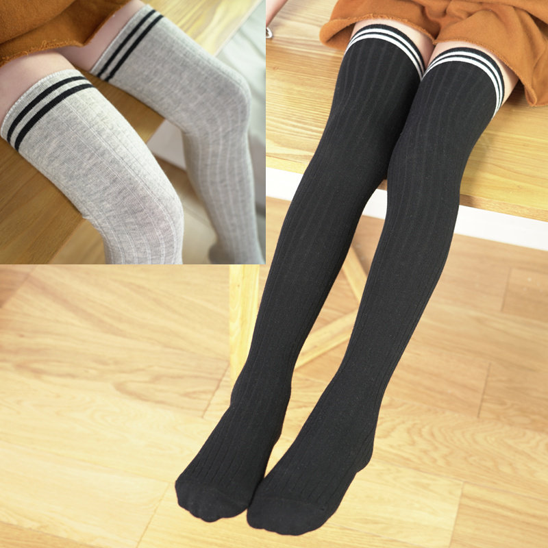 Spring and Autumn girl knitting cotton stockings children pile socks and socks in high stockings