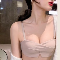  2021 non-steel ring underwear small chest gathered bandeau strapless special upper bracket invisible sexy back bra set