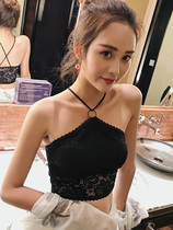  Summer suspender cross lace beauty back bra with chest pad Short chest wrap sexy bandeau halter neck underwear girls