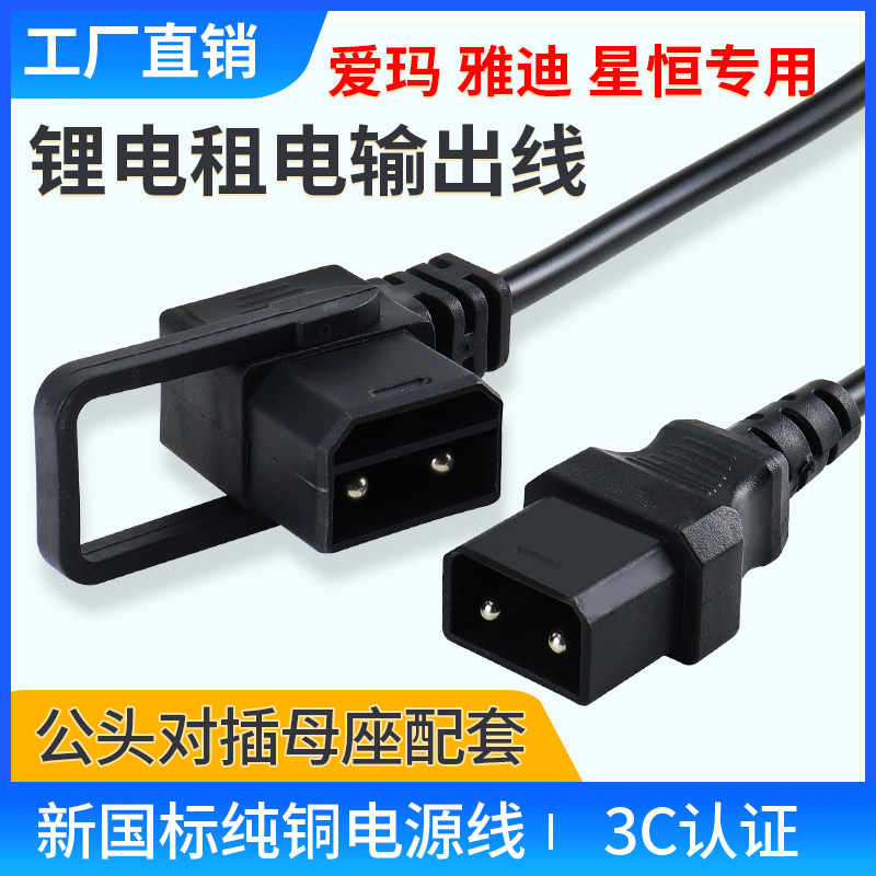 雅迪铁塔爱玛星恒2+6充电器输出线锂电池2+4接口输出线配母座纯铜