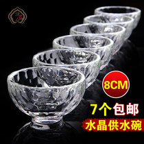 Tibetan supplies white crystal water supply cup and bowl 8 cm crystal bowl set