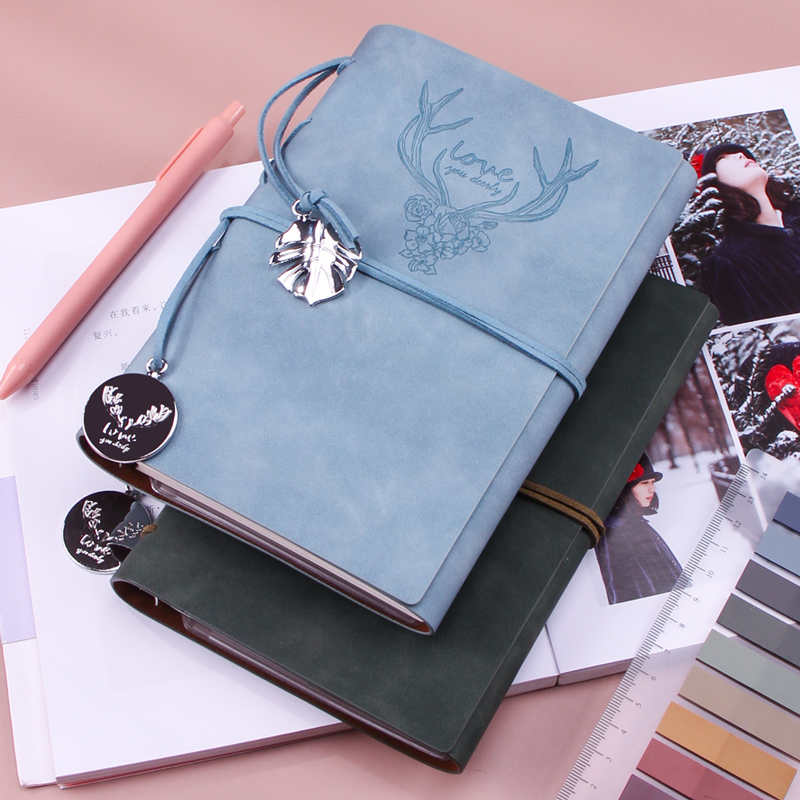 2021 Hands Account Book High Face Value Notebook Simple Day Note Ben Flowers Deer Blank Bracelet This Loose-leaf Detachable Carry-on Creative a6 Delicate Hand Ledger Notebook Student Grid Benson