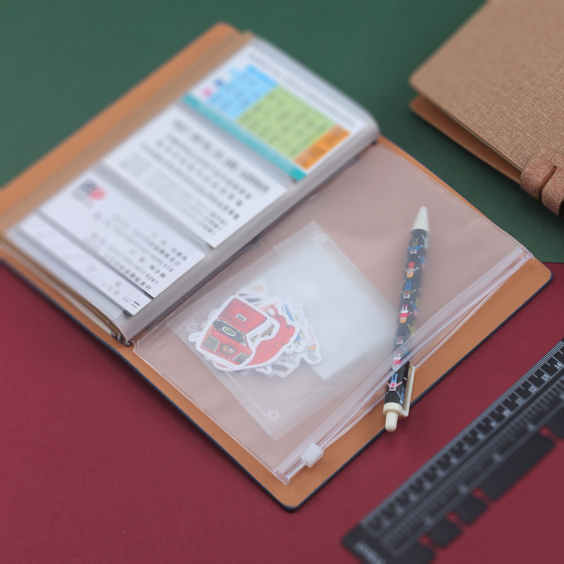 2020 calendar A6PVC transparent hand ledger loose-leaf name sheet notepad containing file bag card bag bracelet bag A5 notebook replacement for cashier bag hands account book bag bookmarking soft ruler