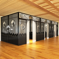 New Chinese style barbecue restaurant restaurant deck box screen hot pot restaurant box partition decoration tea house wrought iron fence