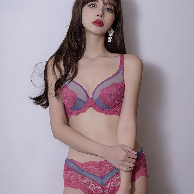 Lingerie female summer large breasted chest with small and thin summer new 2021 bursting anti-sagging with steel ring ultra-thin bra bra