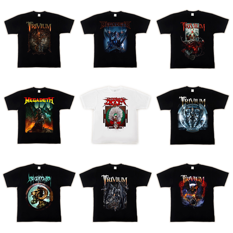 European and American Heavy Metal Rock Band Megadeth Trivium Loose High Street Short-Sleeved T-Shirt Pure Cotton European and American Heavy Metal Rock Band Megadeth Trivium Loose High Street Short-Sleeved T-Shirt Pure Cotton