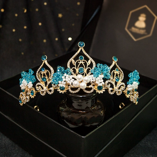 Синяя тиара, наряд маленькой принцессы, элитные шпильки для волос, аксессуар для волос, корона