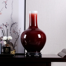 New Chinese-style Jingdezhen Lang red glazed ceramic vase swinging piece Living room Xuanguan Hotel lobby bookcase TV cabinet decoration