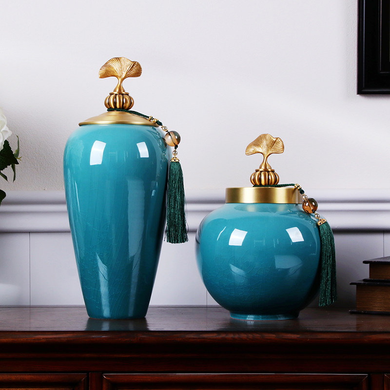 American-style new Chinese-style European-style Jingdezhen ceramic vase decoration living room study porch TV cabinet coffee table decoration