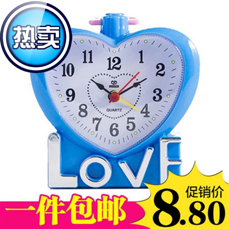 Alarm clock Children's lazy table clock clock watch creative cartoon◆New ◆ Student bedside small fashion blue heart shape